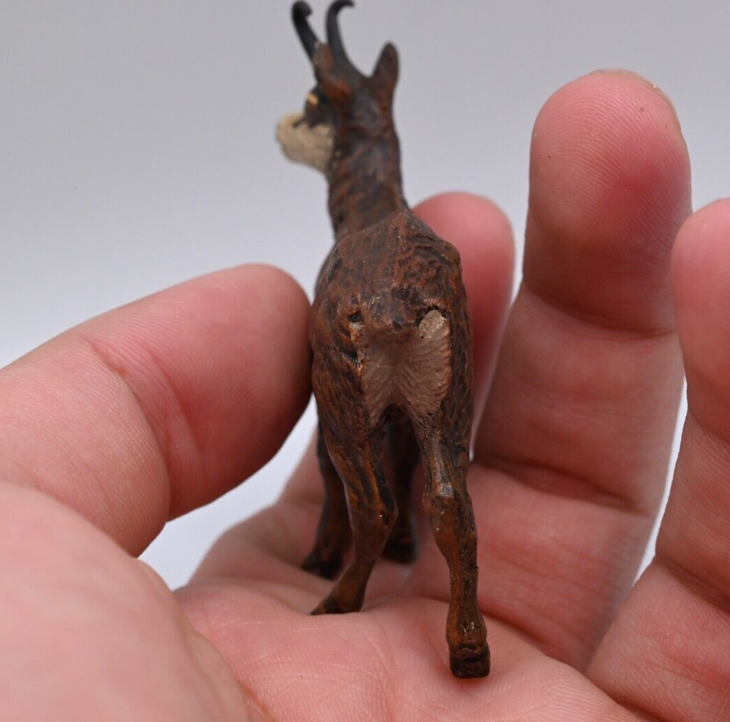 Life-like Antique Austrian Vienna Cold Painted Bronze Figure of Chamois Deer7