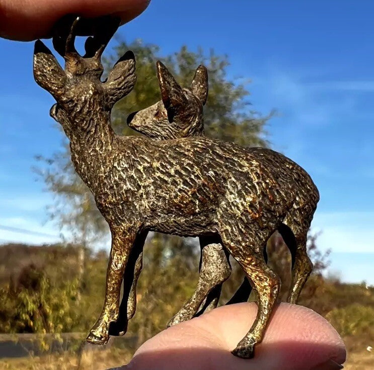 Antique Austrian Vienna Cold Painted Bronze Figure of Deer5