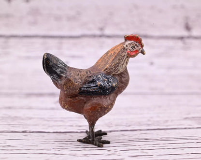Wonderful Antique Austrian Vienna Cold Painted Bronze Figure of Brown Hen4