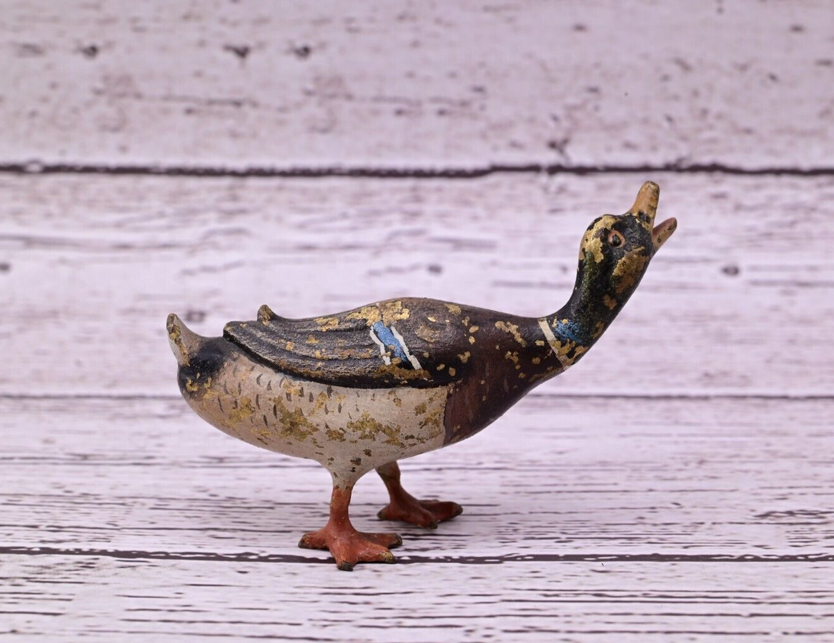 Antique Austrian Vienna Cold Painted Bronze Figure of Mallard Duck Figure4