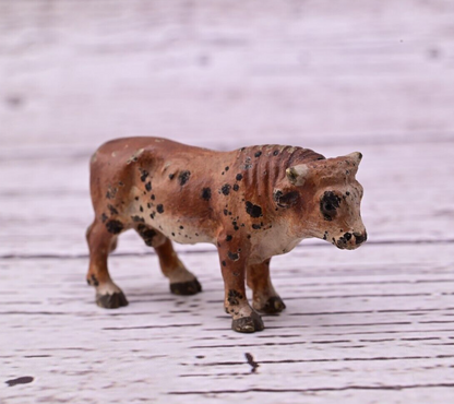 Tiny Antique Austrian Vienna Cold Painted Bronze Figure of a Brown Bull0