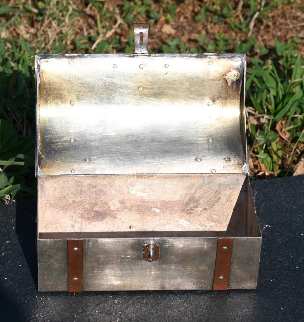 Superb Arts & Craft Trinket Treasure Box in Sterling Silver with Copper Trims7