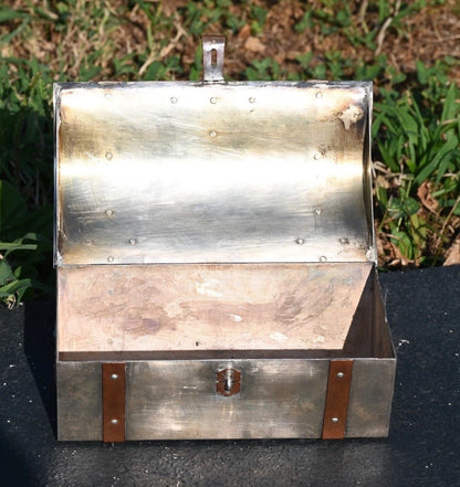 Superb Arts & Craft Trinket Treasure Box in Sterling Silver with Copper Trims7