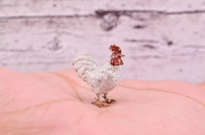 Stunning Antique Austrian Vienna Cold Painted Bronze of Little White Chicken2
