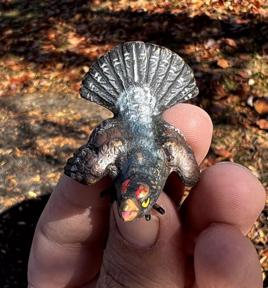 Unique Antique Austrian Vienna Cold Painted Bronze Figure of Capercaillie4
