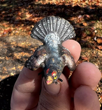 Unique Antique Austrian Vienna Cold Painted Bronze Figure of Capercaillie4