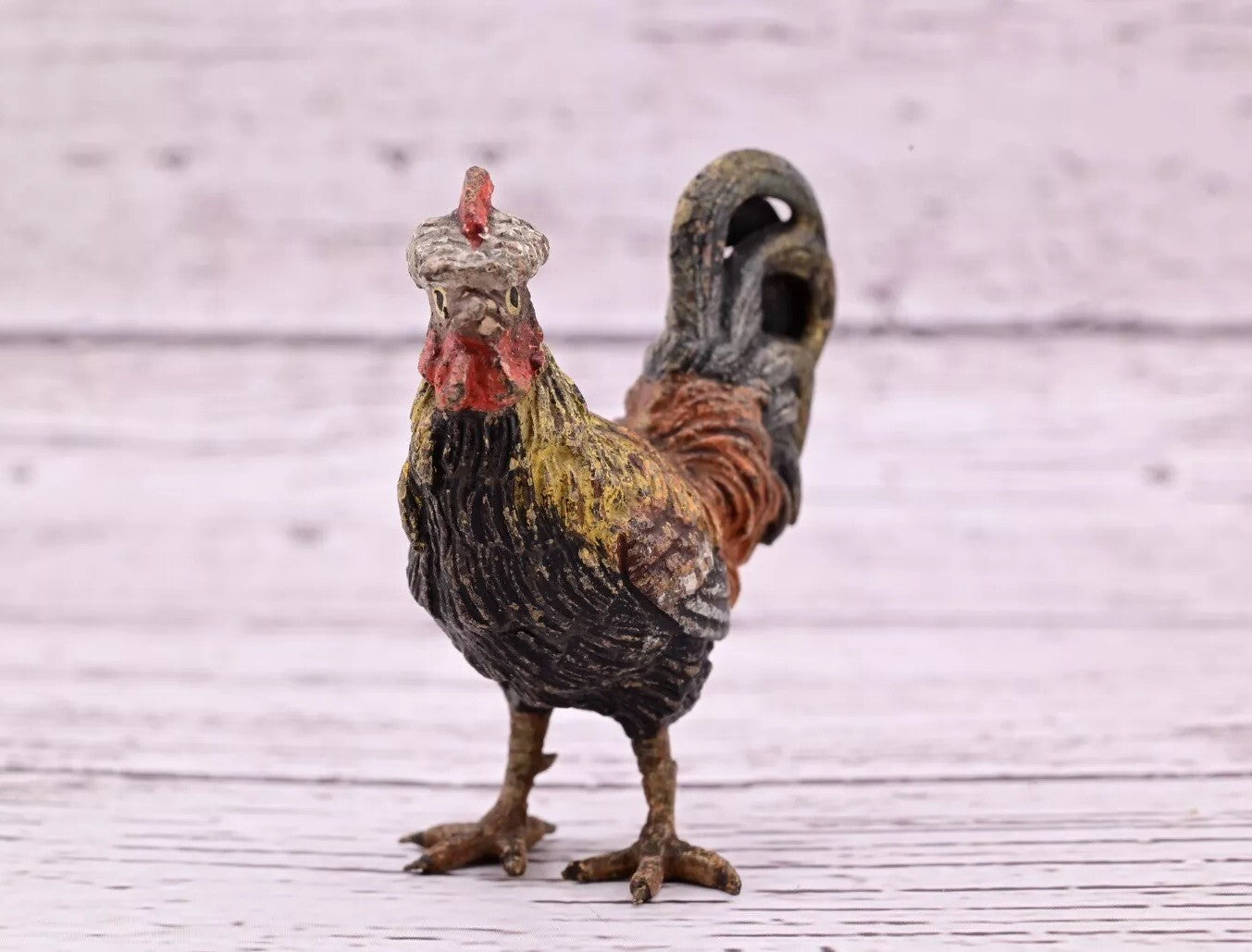Original & Beautiful Antique Austrian Vienna Cold Painted Bronze of Rooster14