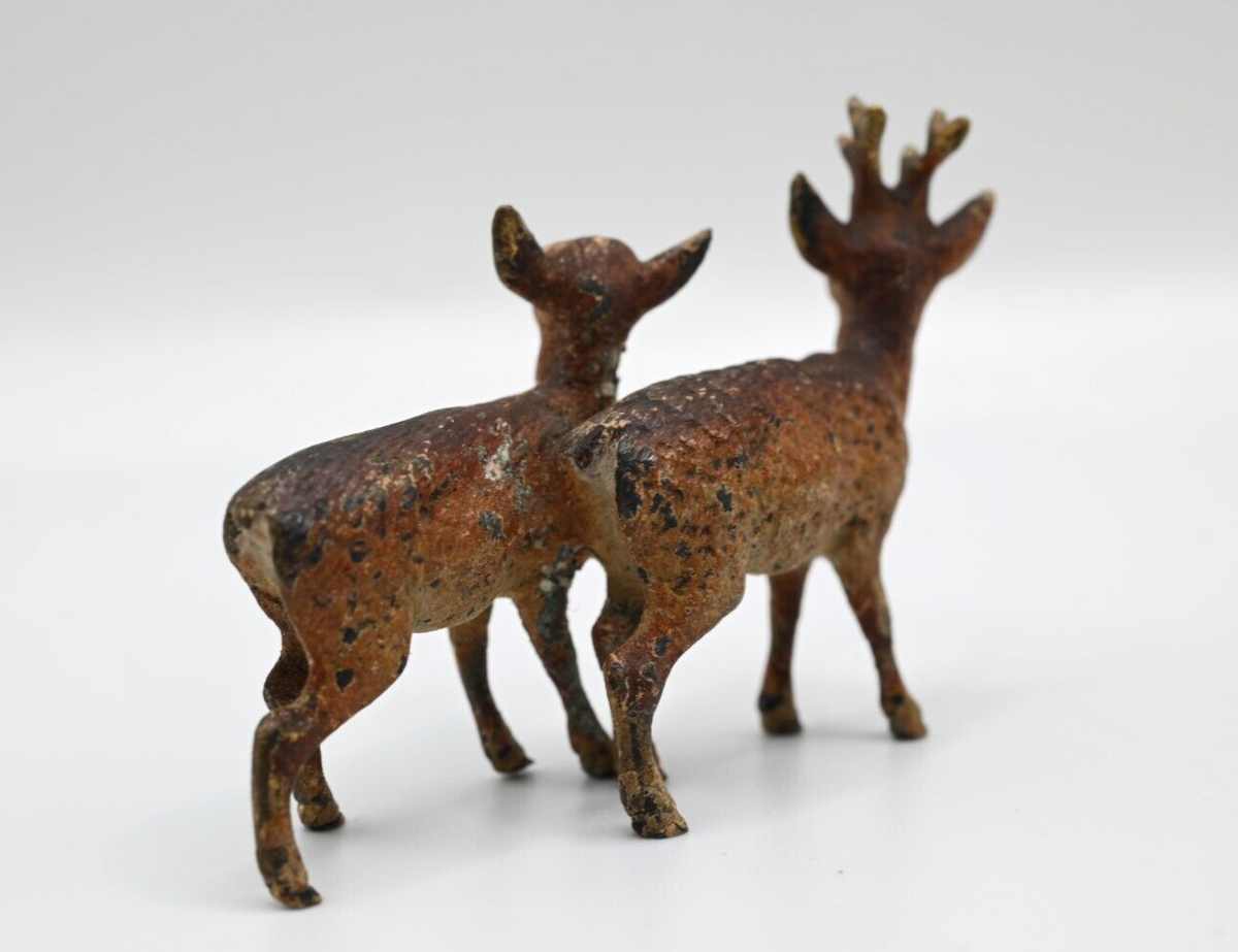 Lovely Antique Austrian Vienna Cold Painted Bronze Figure of Male / Female Deer3