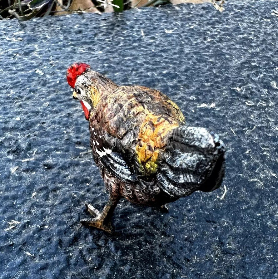Small Antique Austrian Vienna Cold Painted Bronze Figure of Chicken11
