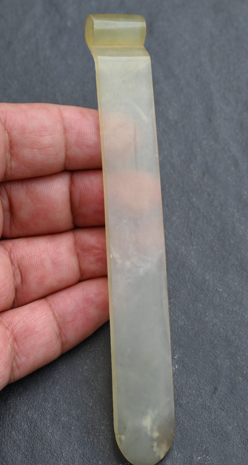 Translucent Chinese Antique Hand Carved Jade Precious Object Hairpin / Brushrest0