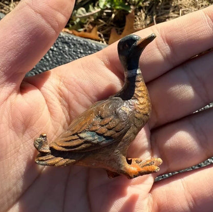 Lovely Antique Austrian Vienna Cold Painted Bronze Figure of Miniature Duck0