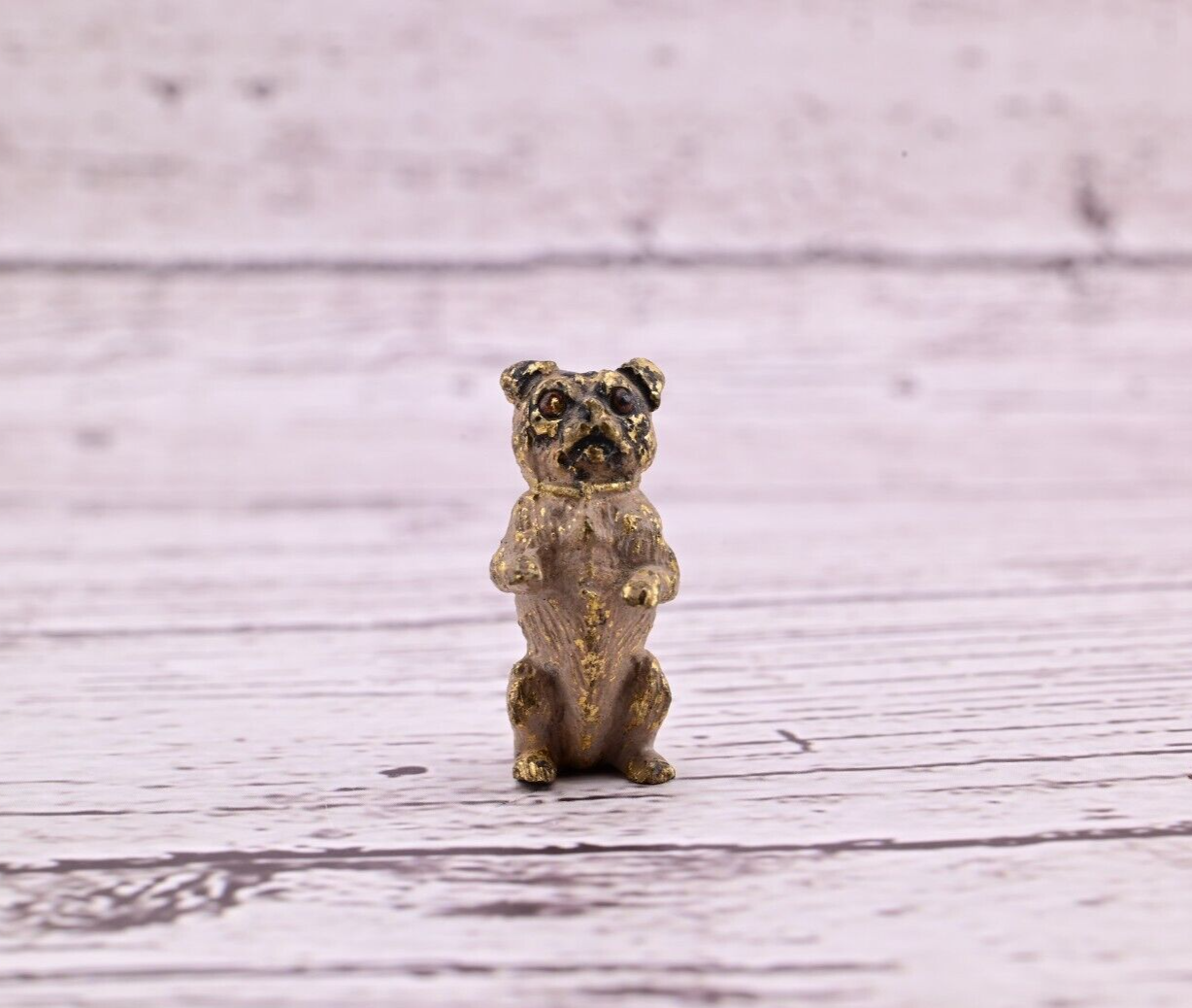 Amazing Antique Austrian Vienna Cold Painted Bronze Figure of Cute Small Pug0
