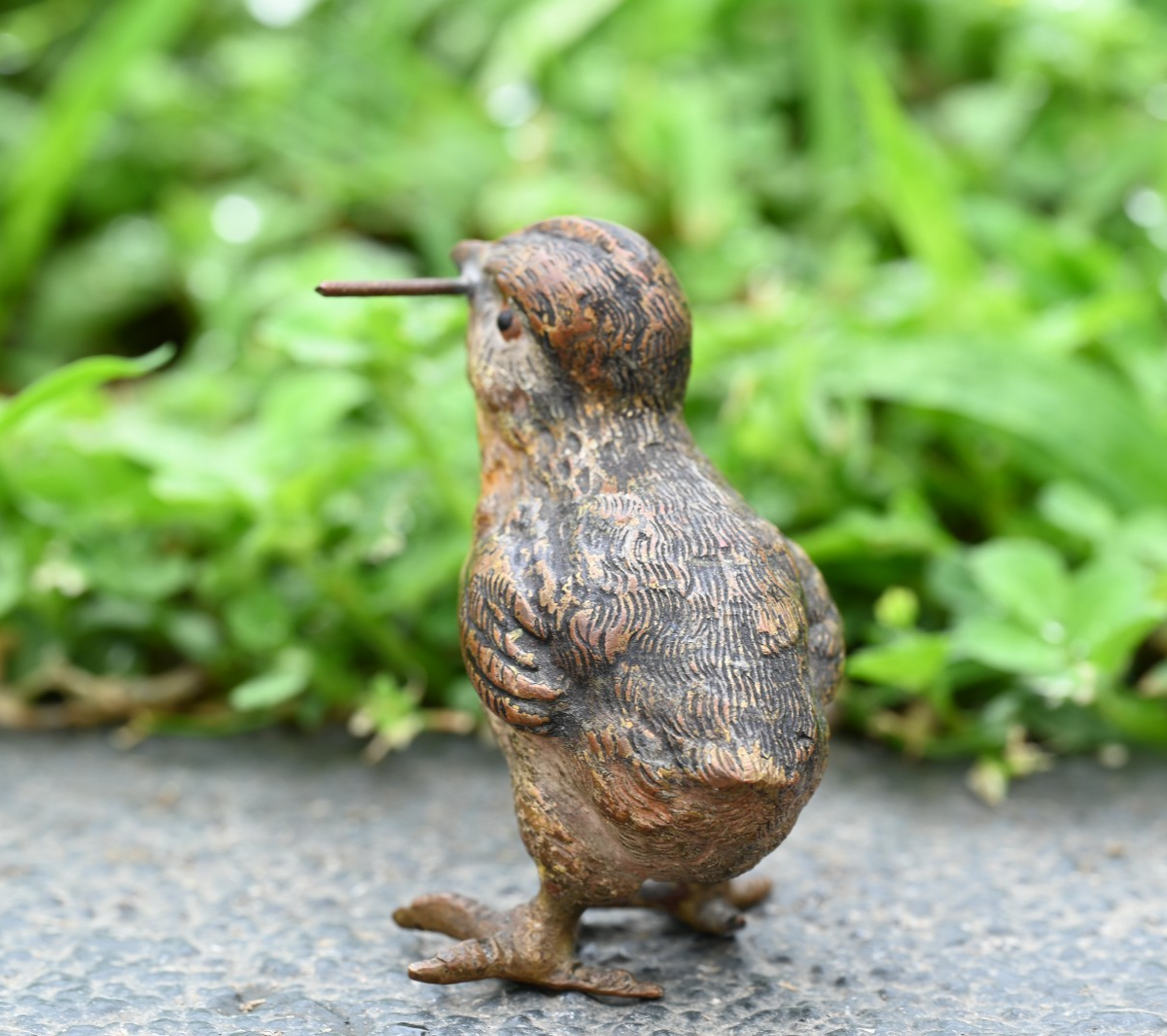 Antique 1900s Austrian Vienna Cold Painted Bronze Figure of Chick with Stem5