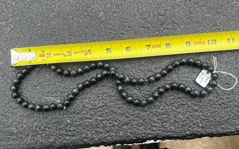 Green Antique / Vintage Spinach Natural Nephrite Jade Beaded Necklace0