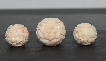 Large Natural Angel Skin Coral Carved Beads Japanese or Chinese4