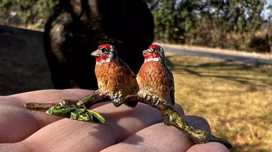 Small Antique Austrian Vienna Cold Painted Bronze Figure of Love Birds0