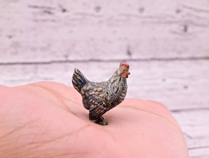 Awesome Antique Austrian Vienna Cold Painted Bronze Figure of Cute Small Chicken6