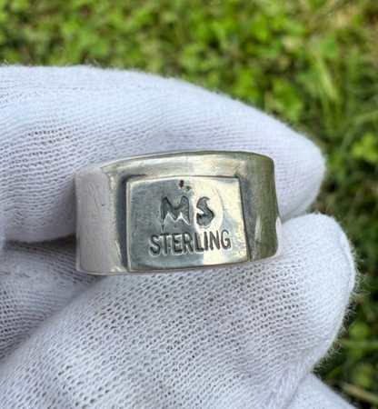 Signed MS Sterling Silver Southwest Jewelers Loupe W/ Moss Agate4