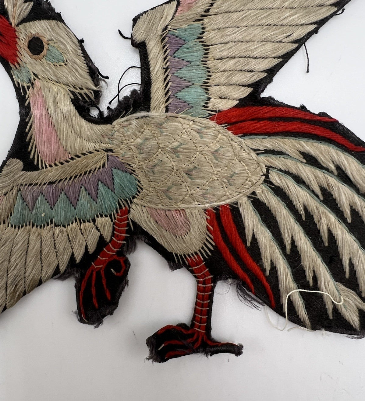 Early Antique Qing Dynasty Chinese Silk Civil Rank Badge Insignia of Bird4