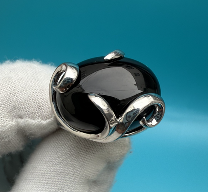 Gorgeous Sterling Silver Vintage Black Onyx Gemstone Ring6
