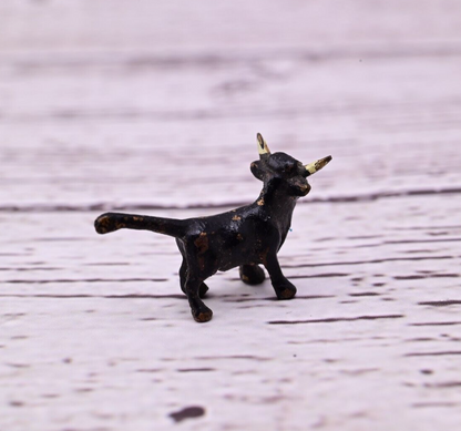 Antique Austrian Vienna Cold Painted Bronze Figure of Super Tiny Black Bull2