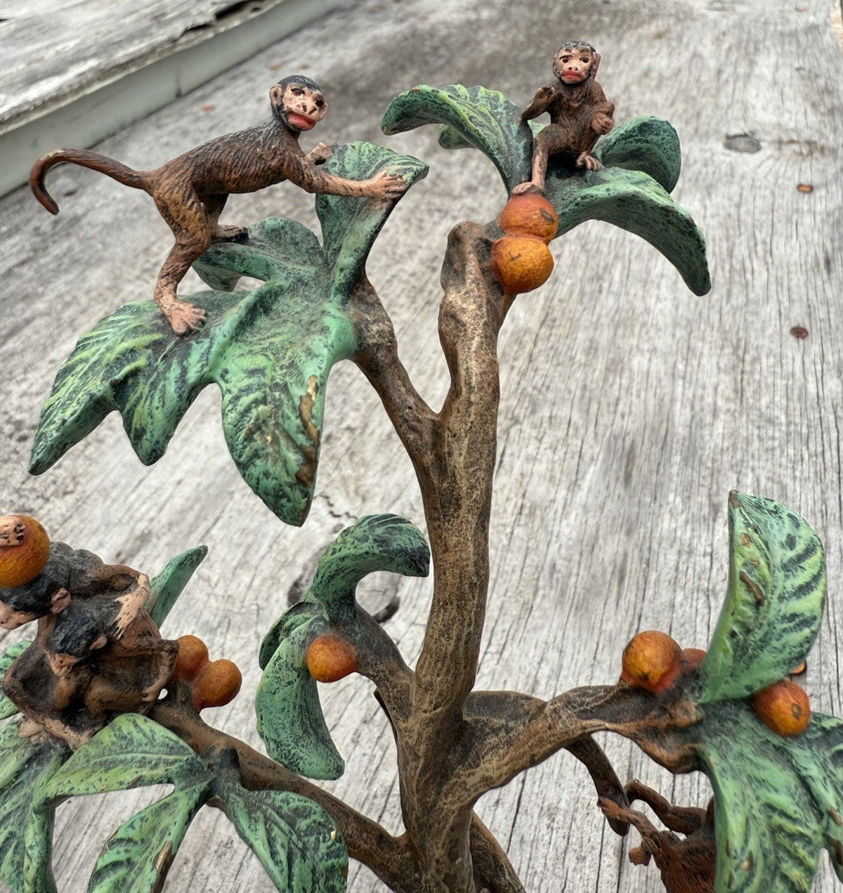 Large 20th C. Fritz Bergmann Austrian Vienna Bronze Group of Monkeys In Tree2