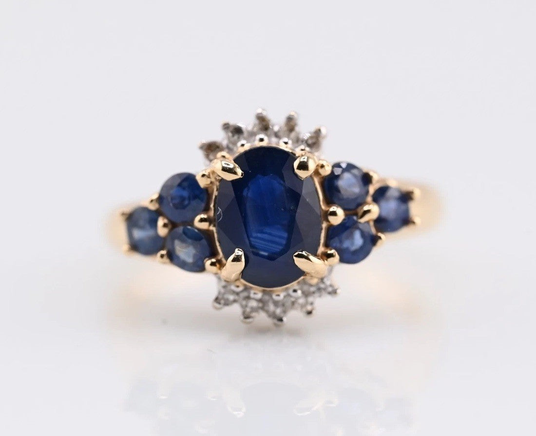 Lovely Natural Sapphire & Diamond Ring in 14K Yellow Gold3