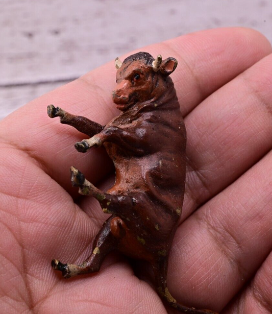 Beautiful Antique Austrian Vienna Cold Painted Bronze Figure of Fierce Bull1