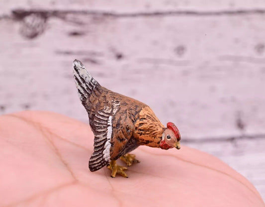 Unusual Antique Austrian Vienna Cold Painted Bronze Figure of Miniature Hen0