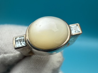 Gorgeous Vintage Signed Judith Ripka Sterling Silver & Mother of Pearl Ring 3