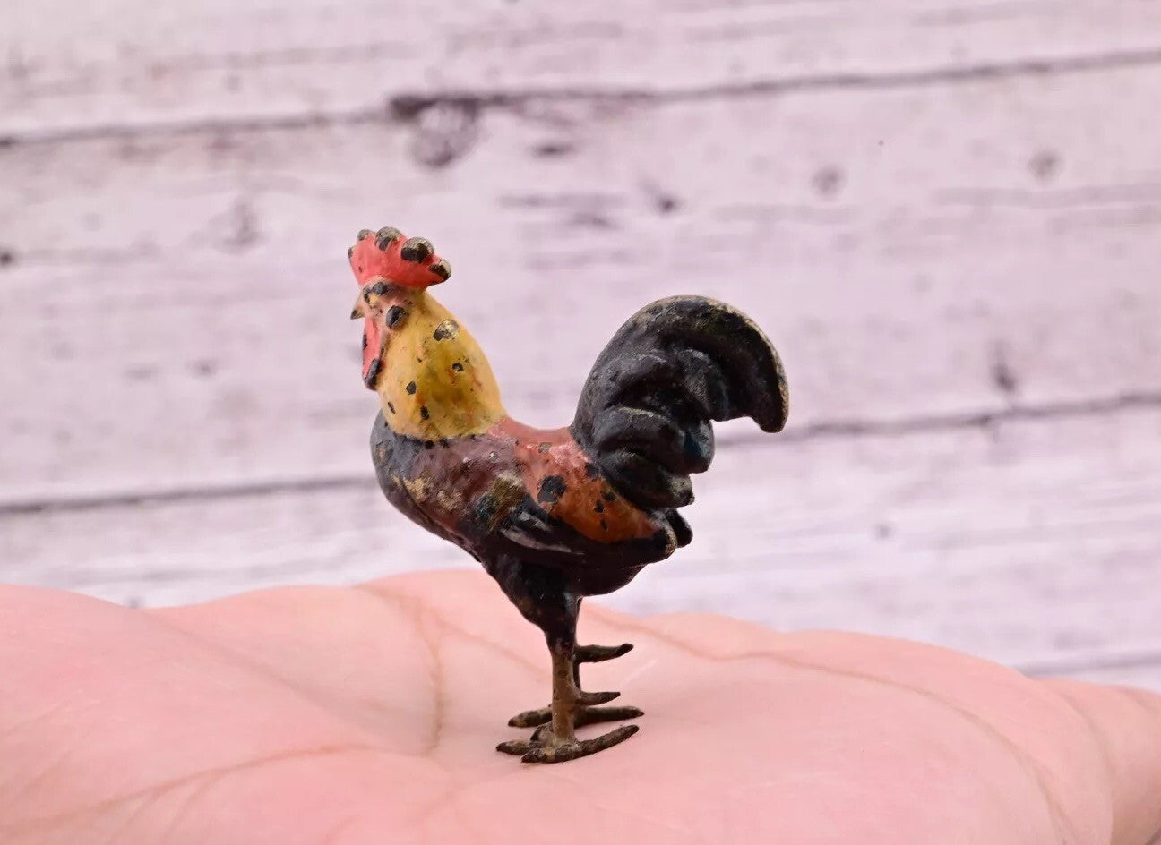 Superb Antique Austrian Vienna Original Bronze Finish Figure of Colorful Rooster5