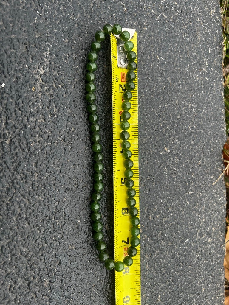 Beautiful Antique / Vintage Spinach Natural Green Jade Beaded Necklace12