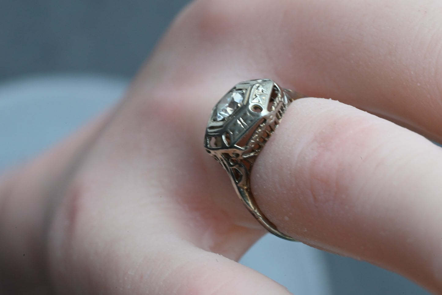 Gorgeous Antique Art Deco Period 14K White Gold Ring with .30 ct Natural Diamond5