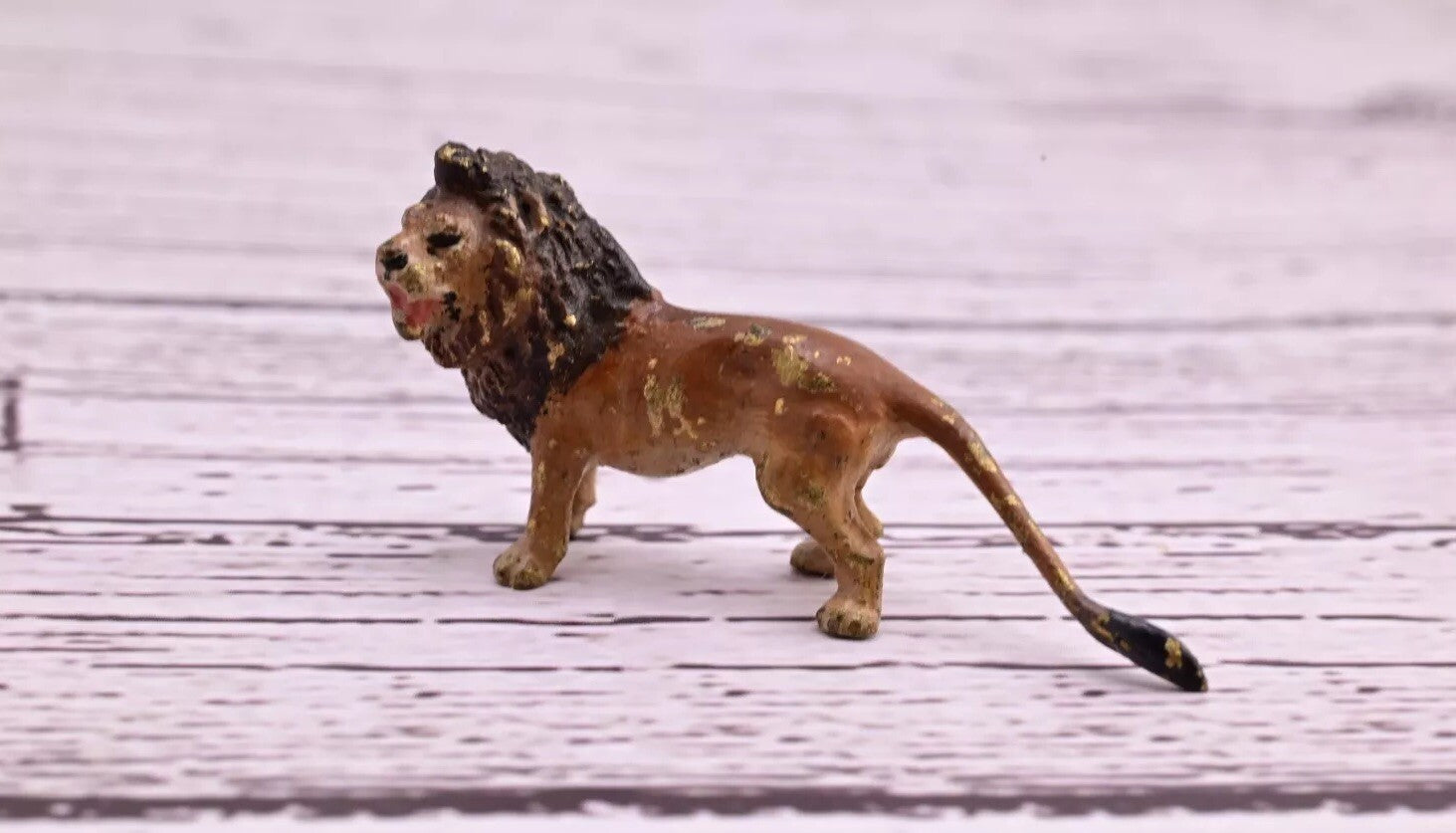Super Tiny Antique Austrian Vienna Cold Painted Bronze Figure Standing Lion0