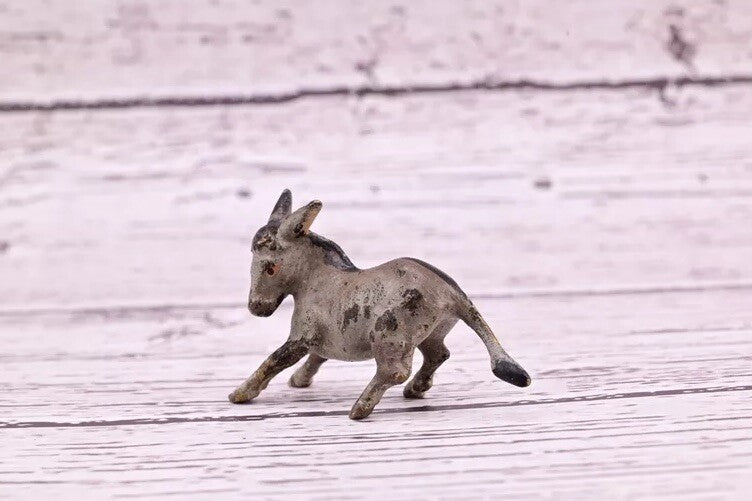 Amazing Antique Austrian Vienna Cold Painted Bronze Figure of Running Donkey5