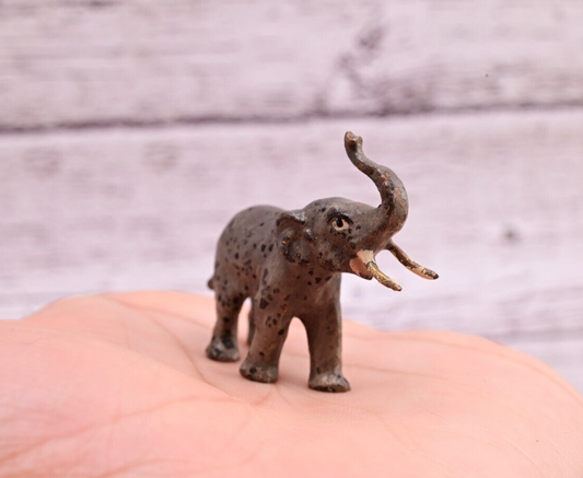 Original Tiny Antique Austrian Vienna Cold Painted Bronze of Elephant0