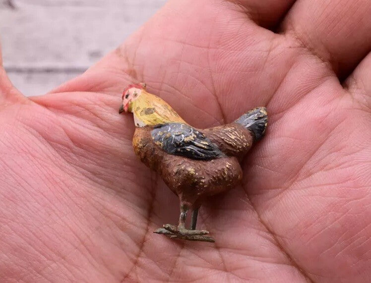 Beautiful Antique Austrian Vienna Cold Painted Bronze Figure of Miniature Hen9