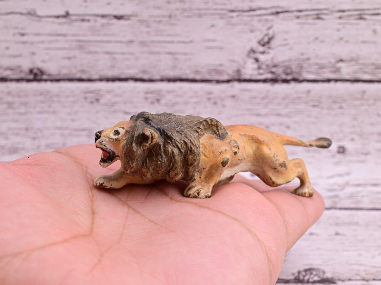Stunning Antique Austrian Vienna Cold Painted Bronze of Lion Ready to Attack3