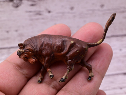 Beautiful Antique Austrian Vienna Cold Painted Bronze Figure of Fierce Bull2