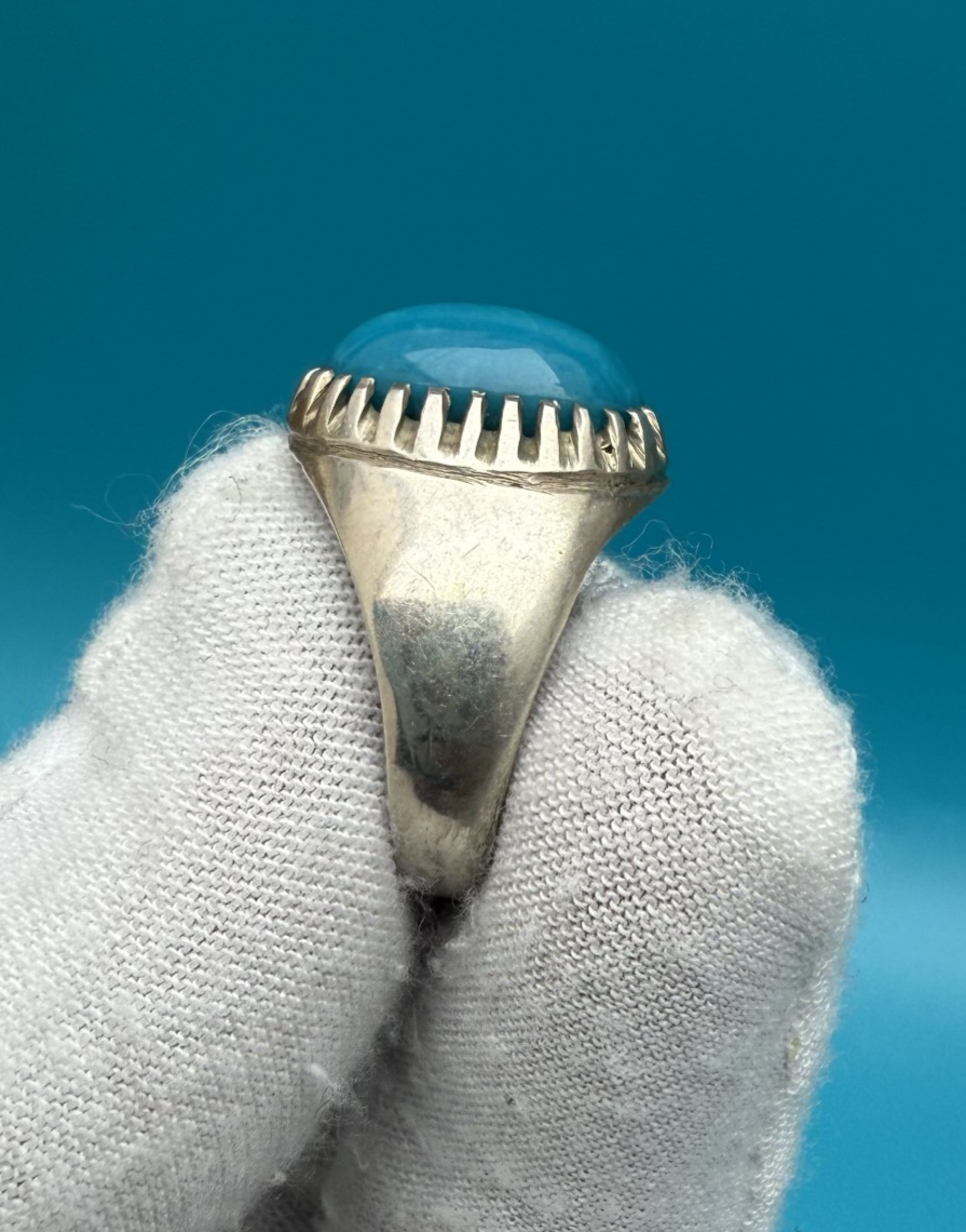 Sterling Silver Ring with Natural Turquoise (Feroza) Gemstone3