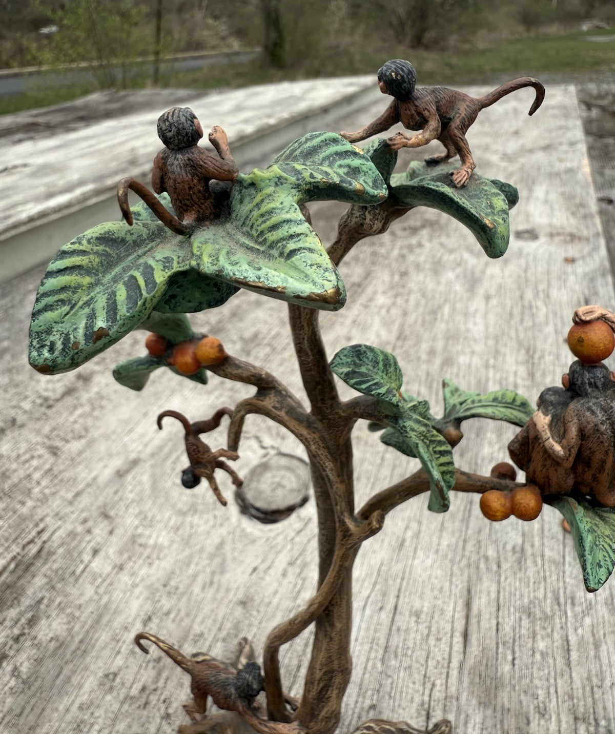 Large 20th C. Fritz Bergmann Austrian Vienna Bronze Group of Monkeys In Tree8