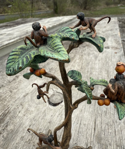 Large 20th C. Fritz Bergmann Austrian Vienna Bronze Group of Monkeys In Tree8