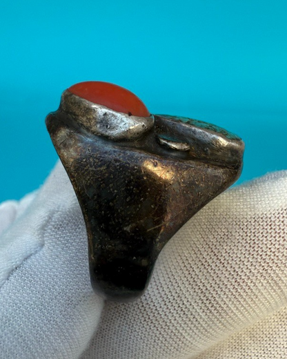 Beautiful Sterling Silver Southwest Style Ring w/ Turquoise & Coral4