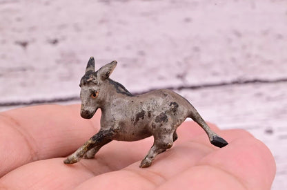 Amazing Antique Austrian Vienna Cold Painted Bronze Figure of Running Donkey0