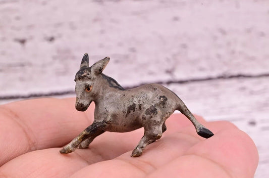 Amazing Antique Austrian Vienna Cold Painted Bronze Figure of Running Donkey0