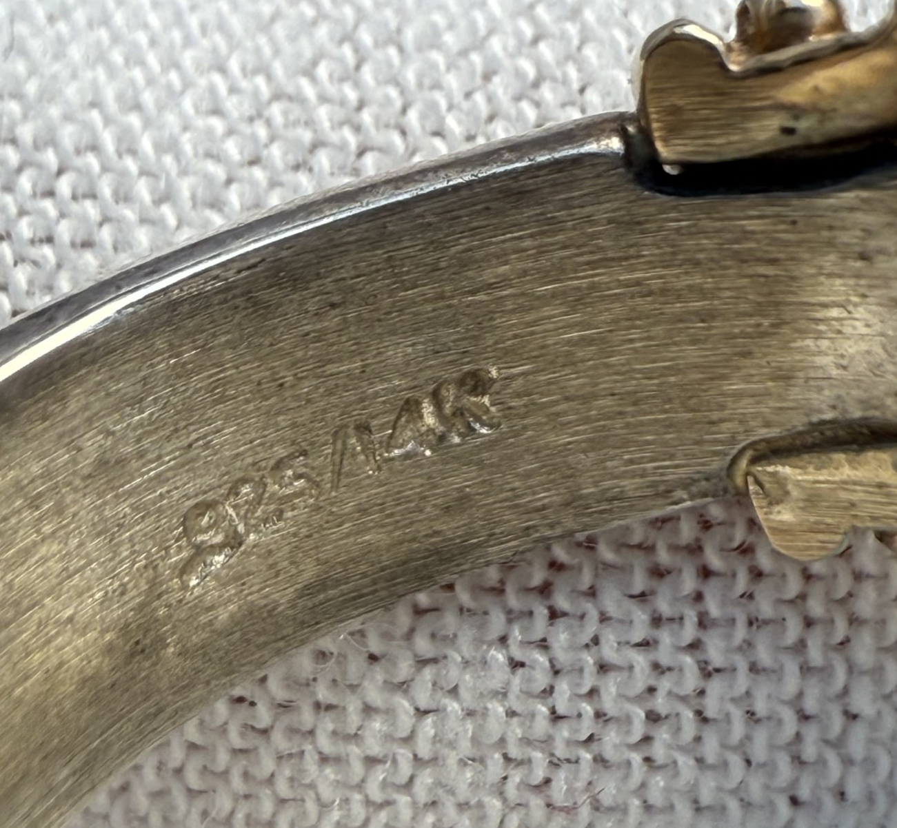 Unique .925 Sterling & 14K Yellow Gold Solitaire Band Ring with Black Onyx5