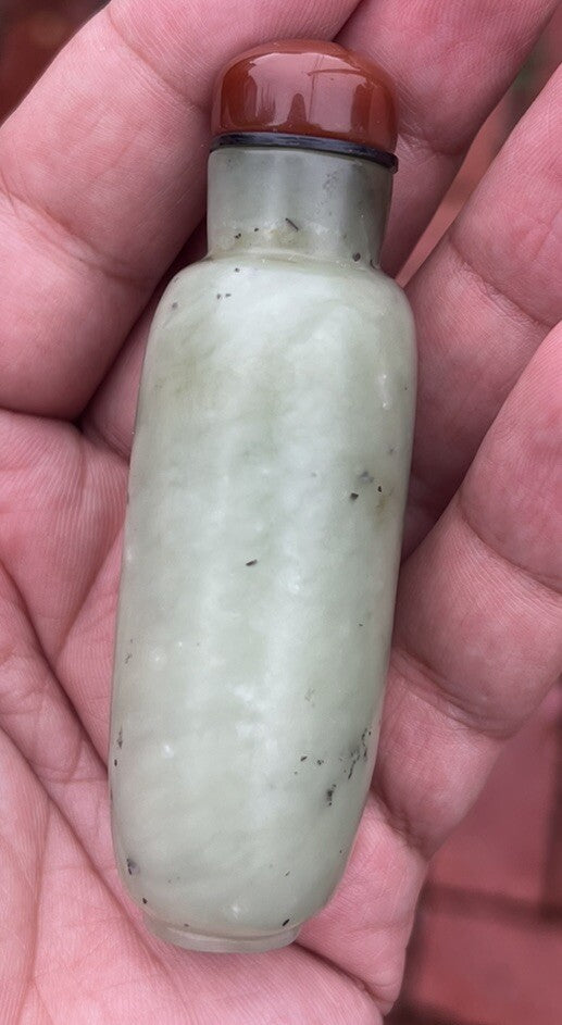 Elegant Antique / Vintage Chinese Hand Carved Natural Jade Snuff Bottle8