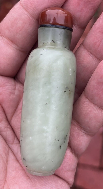 Elegant Antique / Vintage Chinese Hand Carved Natural Jade Snuff Bottle8