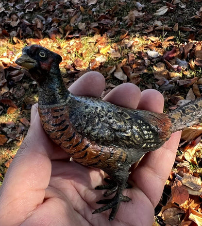 Gorgeous Large Antique Austrian Vienna Cold Painted Bronze Figure of Pheasant2