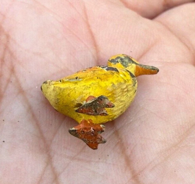 Cute Antique Austrian Vienna Cold Painted Bronze Figure of Yellow Duckling2